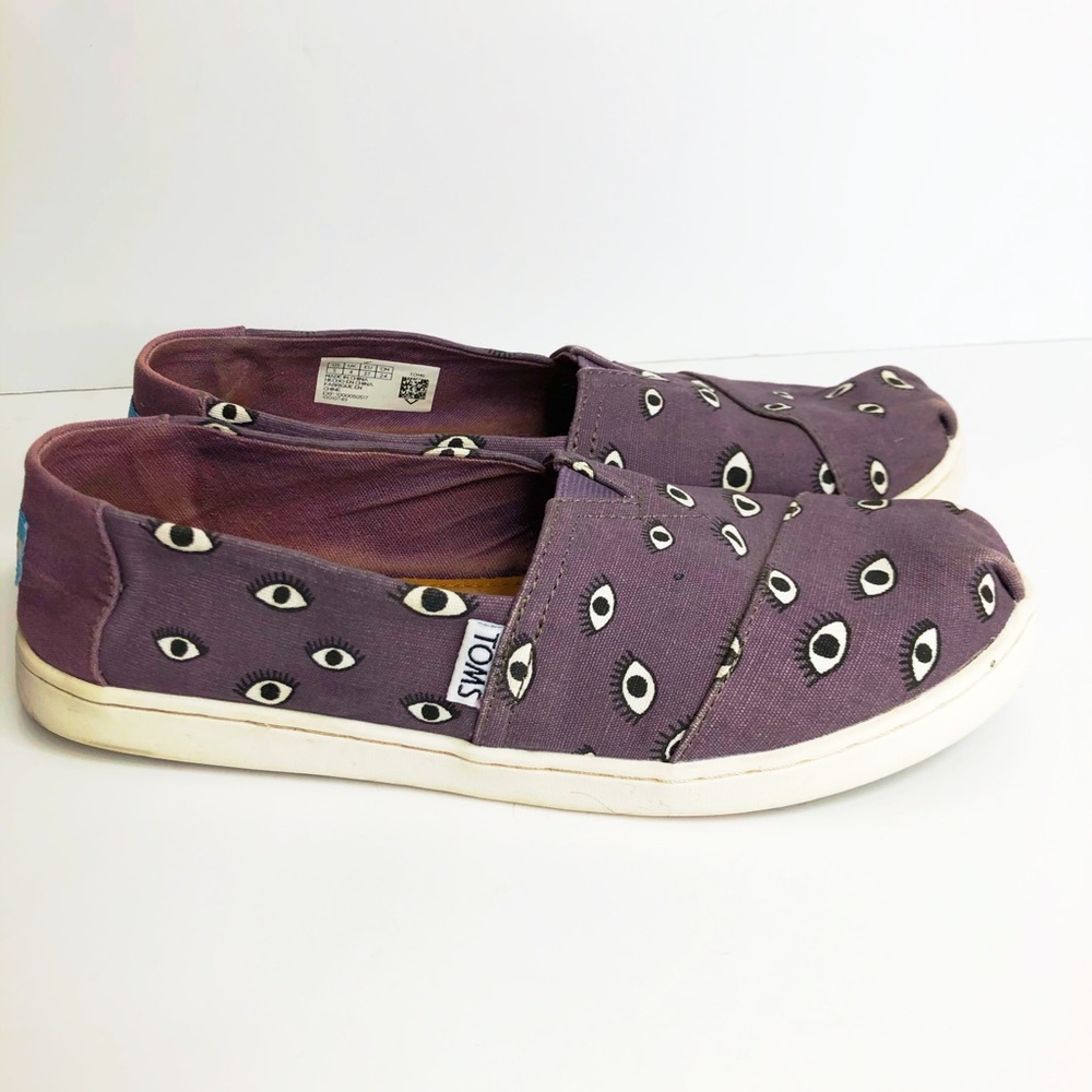 Toms Purple Eye Print  Classic Slip On Flats